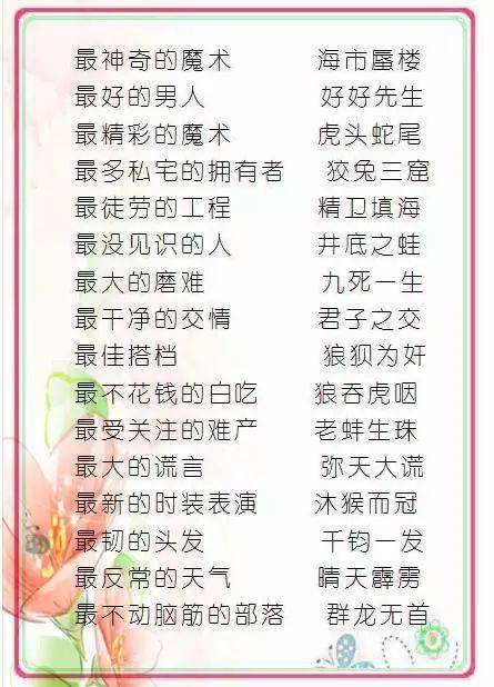 中国成语之“最”<strong></p>
<p>含币的成语</strong>，想不到成语还可以这样记！
