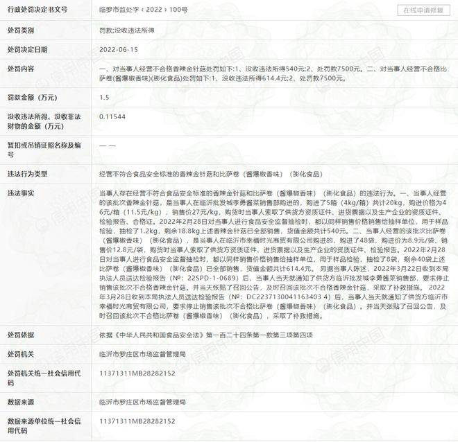 通报<strong></p>
<p>优客币</strong>！临沂京优客因经营不符食品安全标准的食品被行政处罚！