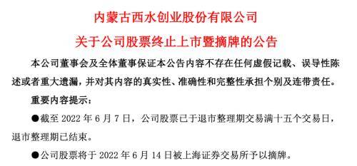 唏嘘！400亿市值“灰飞烟灭”<strong></p>
<p>西水股份股票</strong>，昔日保险概念股即将摘牌，下周二正式告别A股