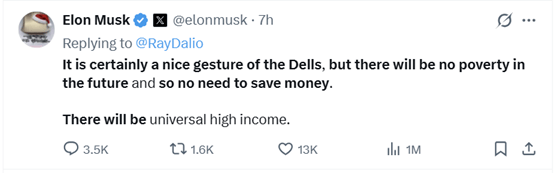 马斯克:AI将创造“全民高收入” 存钱将变得不再必要<strong></p>
<p>bitget交易平台</strong>!